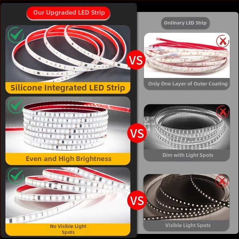 LED COB pásik, 24V vonkajší, vodeodolný silikónový, samolepiaci, 5 m, 120 LED diód, 10 W