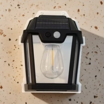 Lampă LED solară pentru exterior, cu iluminare pe patru fețe și senzor de mișcare, pentru grădină și curte