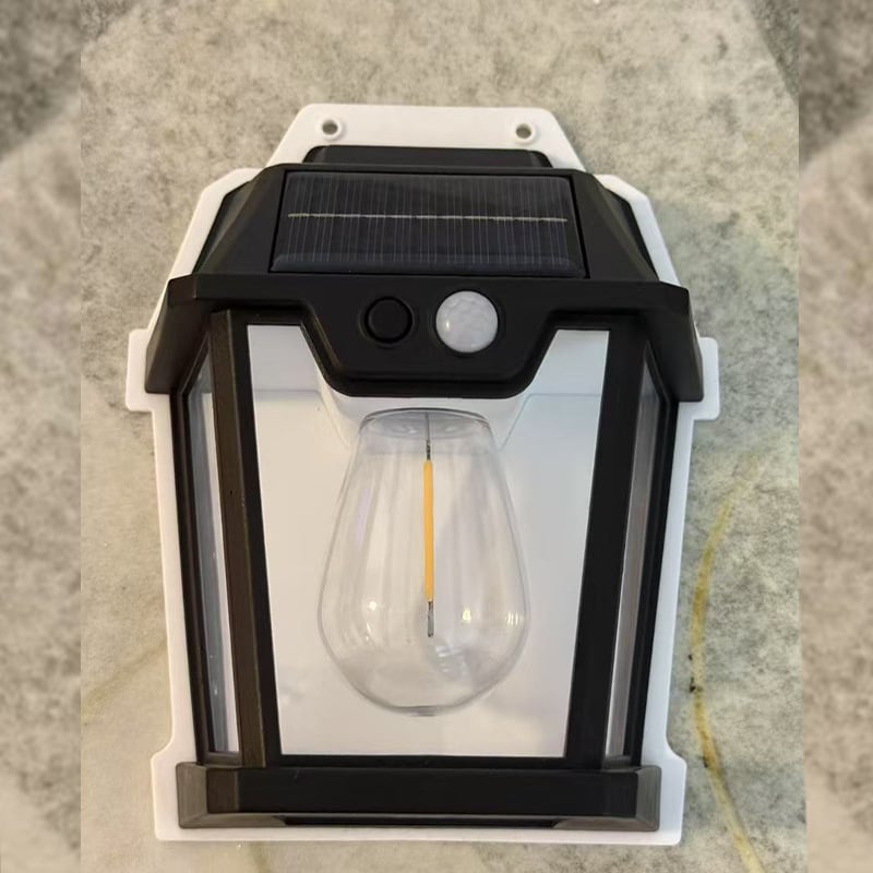 Lampă LED solară pentru exterior, cu iluminare pe patru fețe și senzor de mișcare, pentru grădină și curte