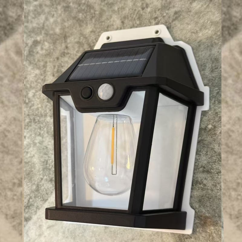 Lampă LED solară pentru exterior, cu iluminare pe patru fețe și senzor de mișcare, pentru grădină și curte