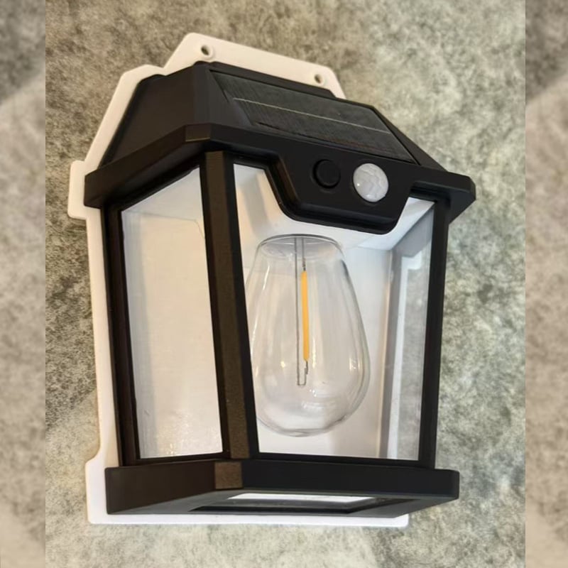Lampă LED solară pentru exterior, cu iluminare pe patru fețe și senzor de mișcare, pentru grădină și curte