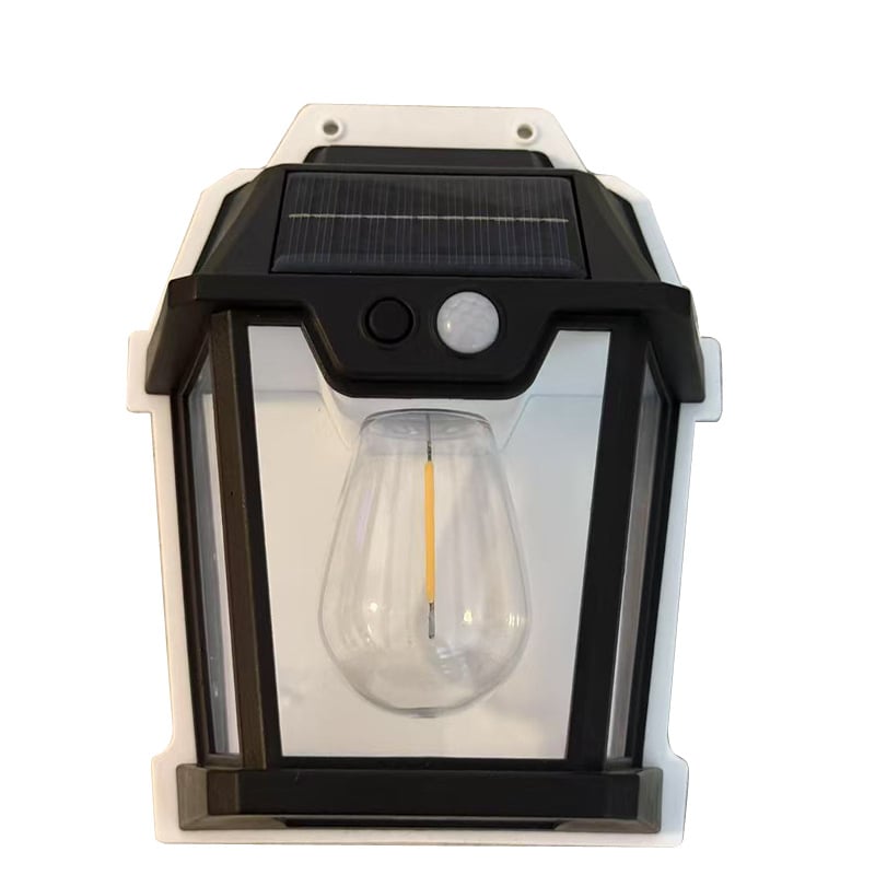 Lampă LED solară pentru exterior, cu iluminare pe patru fețe și senzor de mișcare, pentru grădină și curte