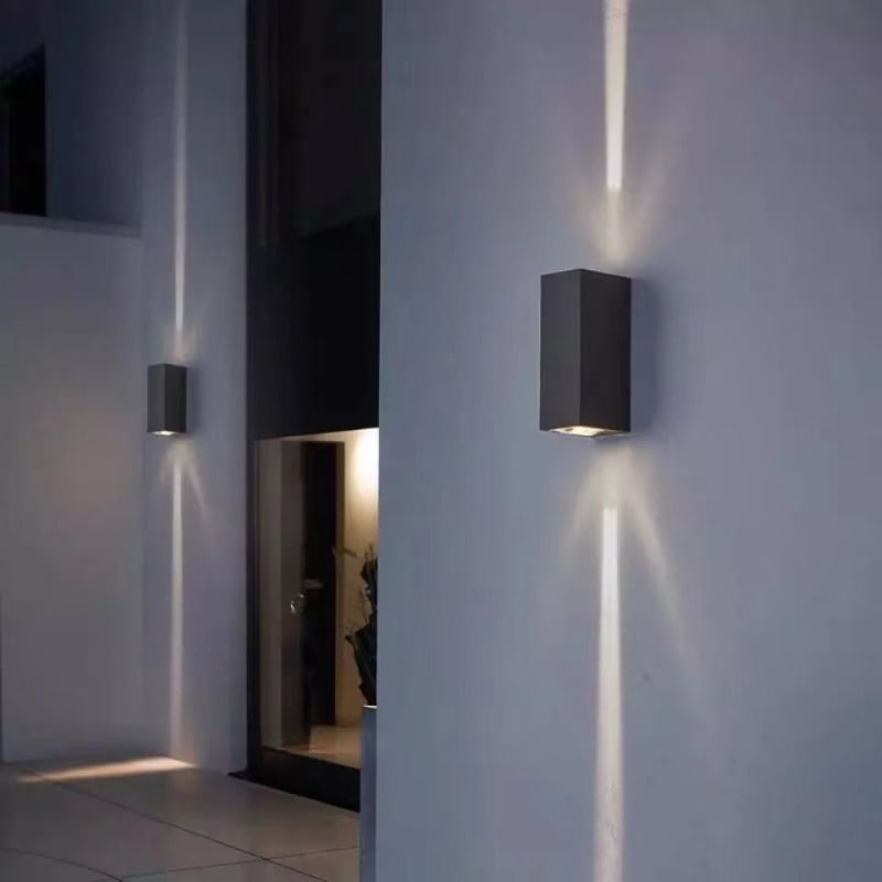 Aplică de exterior din aluminiu, LED, iluminare sus-jos, design modern minimalist, corp dreptunghiular