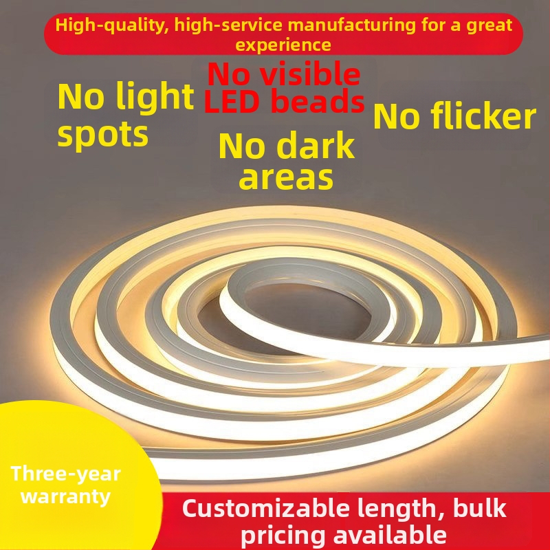 Flexibilný silikónový LED pásik, ohybný zapustený svetelný pásik, 12/24/220 V, IP65, 120 LED diód (2835)