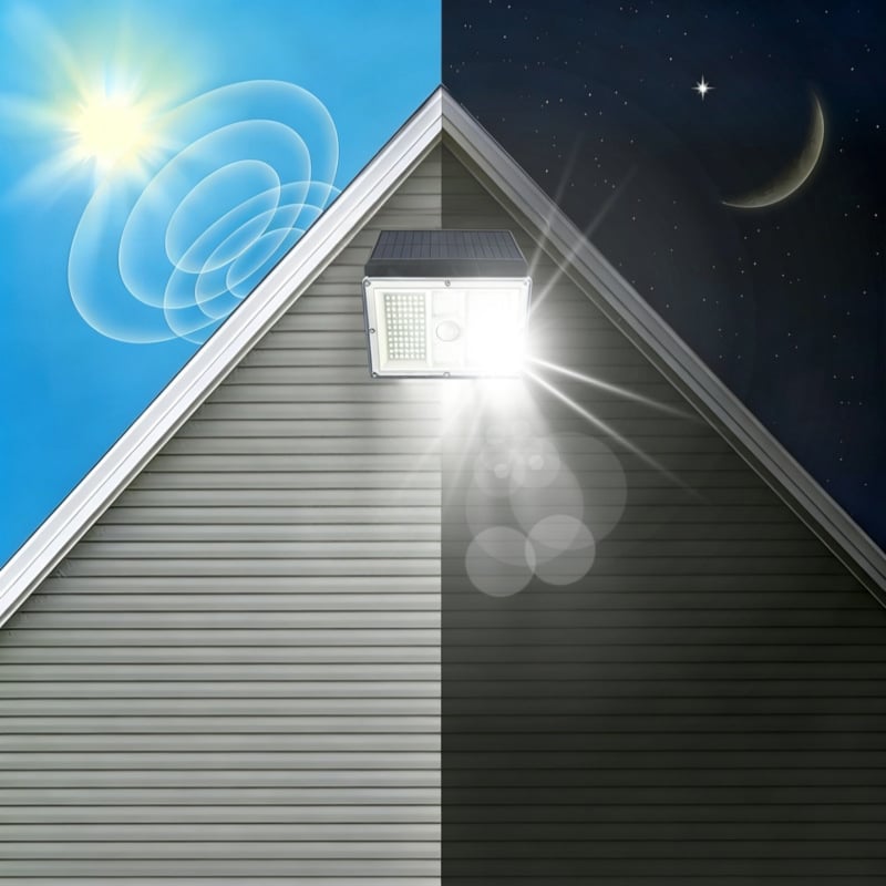 Lumină LED solară cu senzor de mișcare – exterior: grădină, coridor, perete și garaj