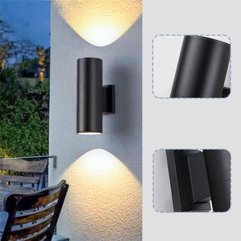Lampă LED pentru perete exterior, impermeabilă, cu două capete, spot bidirecțional pentru intrarea vilei/hotelului