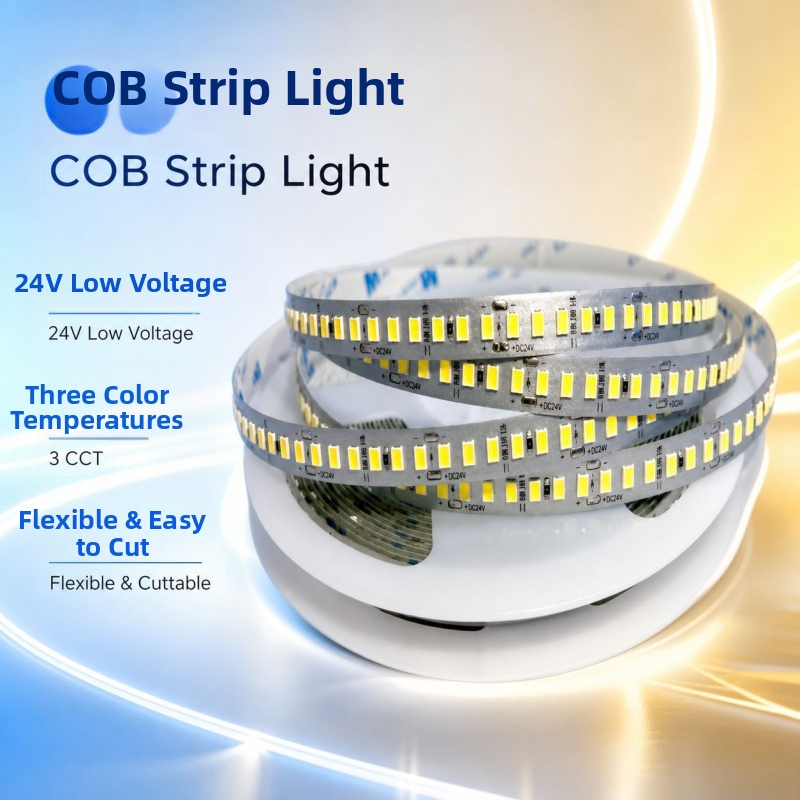 Flexibilný COB LED svetelný pás, 180 LED diód, 3 teploty farieb, nízke napätie 24 V, 2835 LED pás na stropné a schodiskové dekorácie