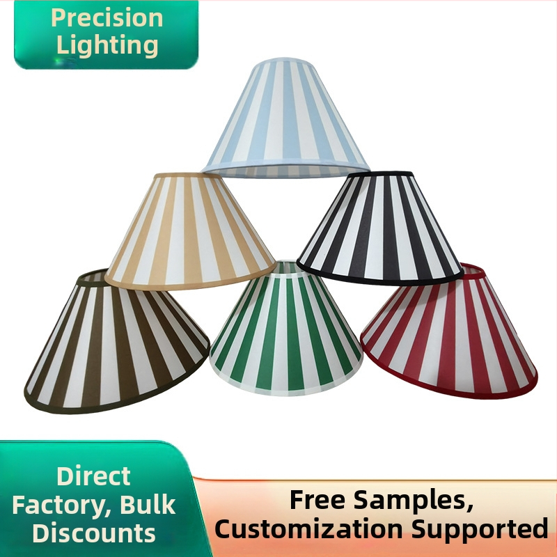Abajur personalizat pentru lampă de podea în stil american modern, din țesătură, formă conică și dungi verticale