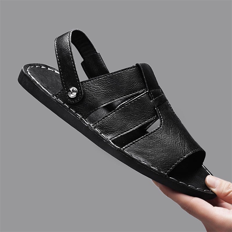 Sandale de vară pentru bărbați, utilizare dublă, talpă moale, antiderapante, sandale din piele de viță, deget deschis.