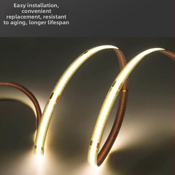 Bandă LED COB pentru sufragerie - autoadezivă din silicon flexibil, montaj pe plafon, 220V, fără driver, iluminare ambientală interioară