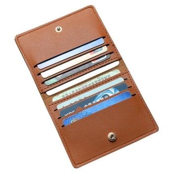 Portcard din piele moale, autentică, stil scurt, compact, pentru carduri bancare și permis de conducere, design minimalist și ușor, anti-demagnetizare.