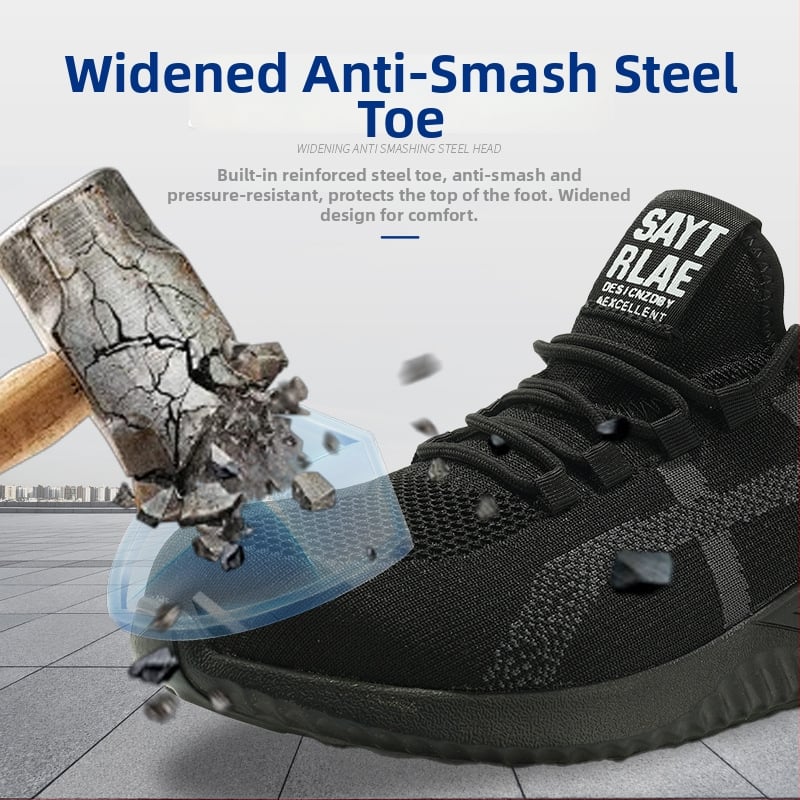 Pantofi de protecție pentru bărbați, Flyknit, cu protecție anti-perforație și anti-șoc, talpă moale, durabili, antiderapante, respirabili, ușori