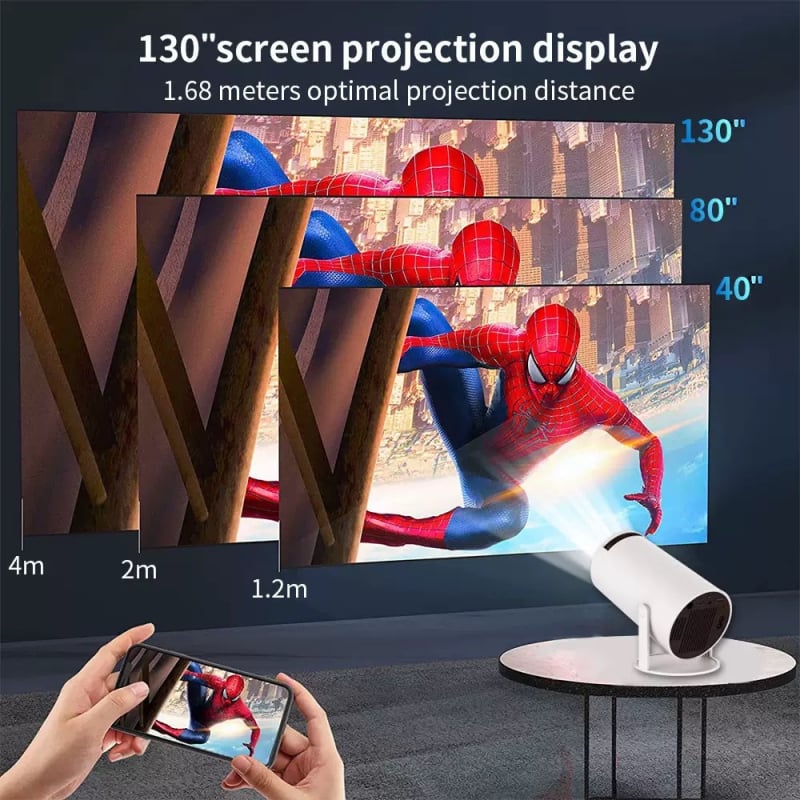 Proiector HY300 pentru casă, 1080p, luminozitate 120, proiecție până la 200 inci