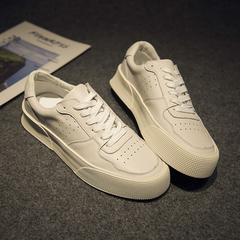 Adidași pentru bărbați din piele naturală, stil coreean casual, simpli și versatili, respirabili, albi
