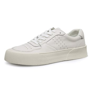 Adidași pentru bărbați din piele naturală, stil coreean casual, simpli și versatili, respirabili, albi
