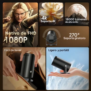HY300 Proiector LCD portabil, 720p, 2000 ANSI lumeni, Wi‑Fi, 16:9