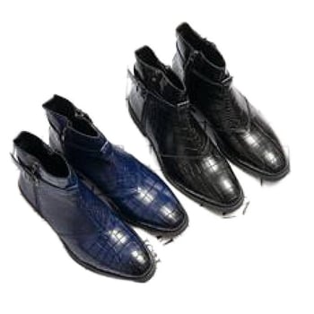 Ghete pentru bărbați din piele PU cu fermoar lateral, înalte, stil formal-casual, vârf ascuțit