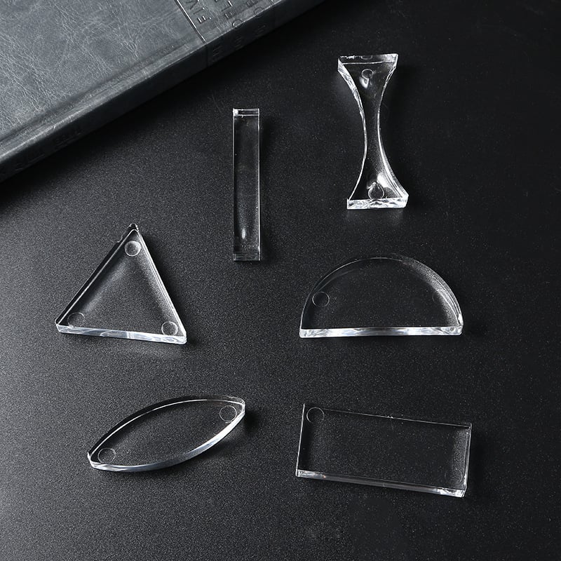 Lentile acrilice concave și convex, prismă triunghiulară și set de lentile paralele pentru optică fizică