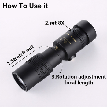 Telesco monocular cu mărire variabilă, înaltă definiție, nivel profesional, portabil pentru concerte, fotografie cu telefonul, observarea păsărilor în aer liber