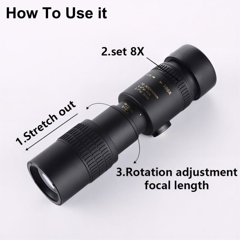 Telesco monocular cu mărire variabilă, înaltă definiție, nivel profesional, portabil pentru concerte, fotografie cu telefonul, observarea păsărilor în aer liber