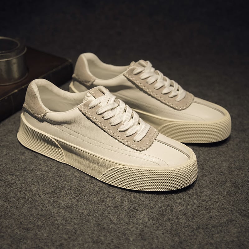 Adidași din piele naturală pentru bărbați, stil coreean, casual, confortabili și respirabili, albi