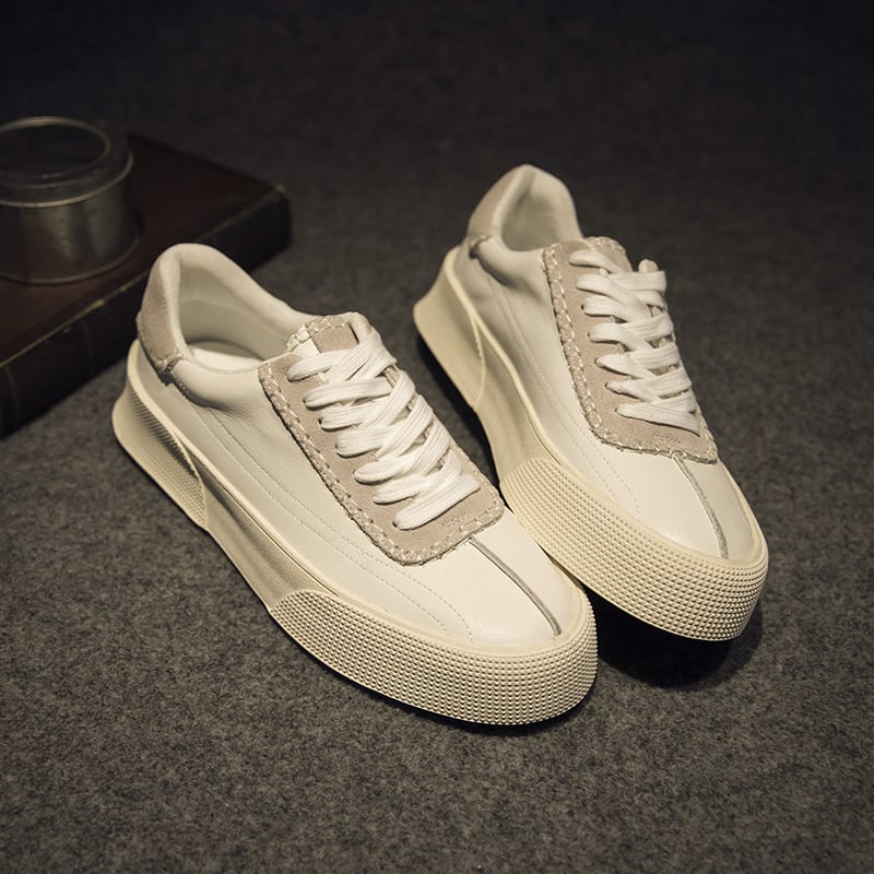 Adidași din piele naturală pentru bărbați, stil coreean, casual, confortabili și respirabili, albi