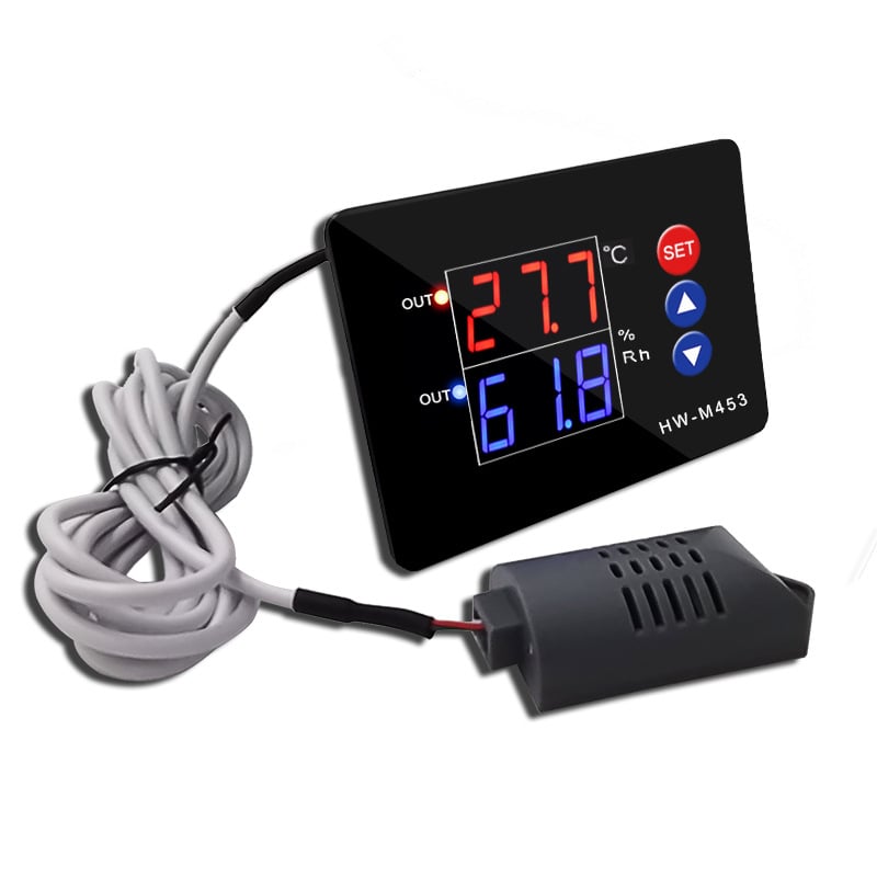HW-M453 Controler inteligent de temperatură și umiditate cu afișaj digital, ieșire duală