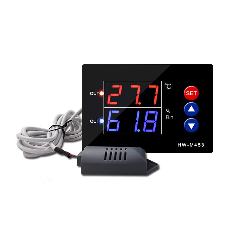HW-M453 Controler inteligent de temperatură și umiditate cu afișaj digital, ieșire duală