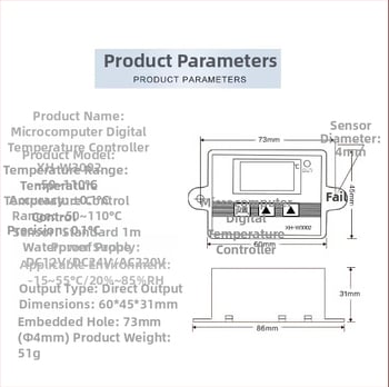 XH-W3002 termostat digital microcomputer cu comutator de control al temperaturii și afișaj digital, precizie 0,1