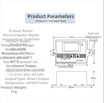 XH-W3002 termostat digital microcomputer cu comutator de control al temperaturii și afișaj digital, precizie 0,1