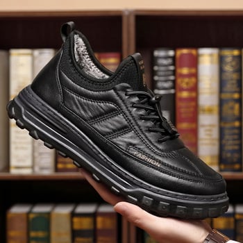 Pantofi de iarnă pentru bărbați, căptușiți cu fleece, calzi și confortabili pentru sport și purtare zilnică