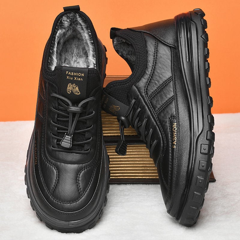 Pantofi de iarnă pentru bărbați, căptușiți cu fleece, calzi și confortabili pentru sport și purtare zilnică