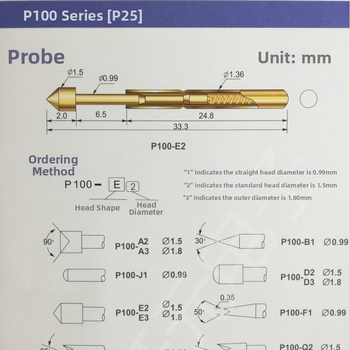 P100-H2 teszt tű, Huayu probe, 1.36; Nine-Claw Plum Blossom Head Needle, 1.7 mm, Plum Blossom 1.35 mm