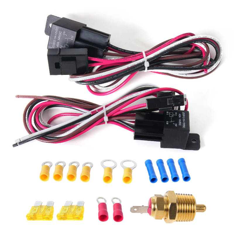 Kit de cablu pentru ventilatorul dublu de răcire, cu termostat 185 pornit, 175 oprit, releu auto 40A