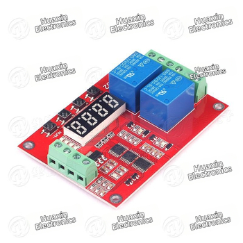 2-kanálový multifunkčný elektromagnetický reléový modul s oneskorením, samoblokovaním a časovaním cyklu - 5V/12V/24V