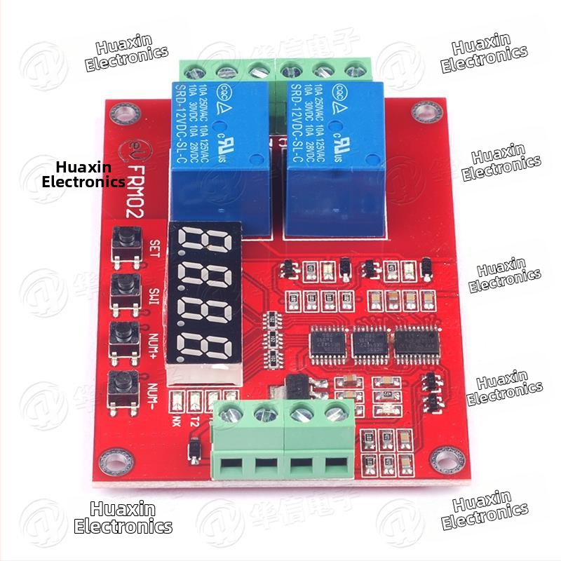 2-kanálový multifunkčný elektromagnetický reléový modul s oneskorením, samoblokovaním a časovaním cyklu - 5V/12V/24V