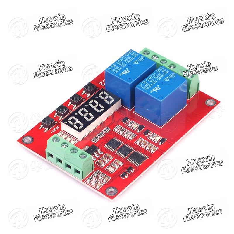 2-kanálový multifunkčný elektromagnetický reléový modul s oneskorením, samoblokovaním a časovaním cyklu - 5V/12V/24V