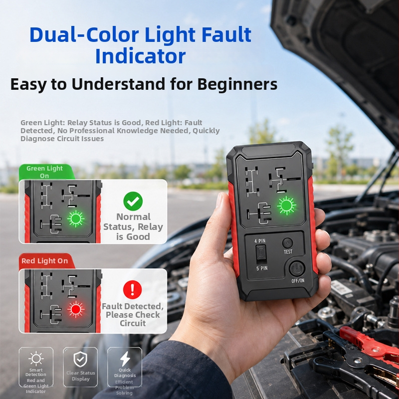 Detektor relé do auta s USB verziou, 12V univerzálny, bezpečný a stabilný, prenosná lítiová batéria, pre nástroje na opravu automobilov
