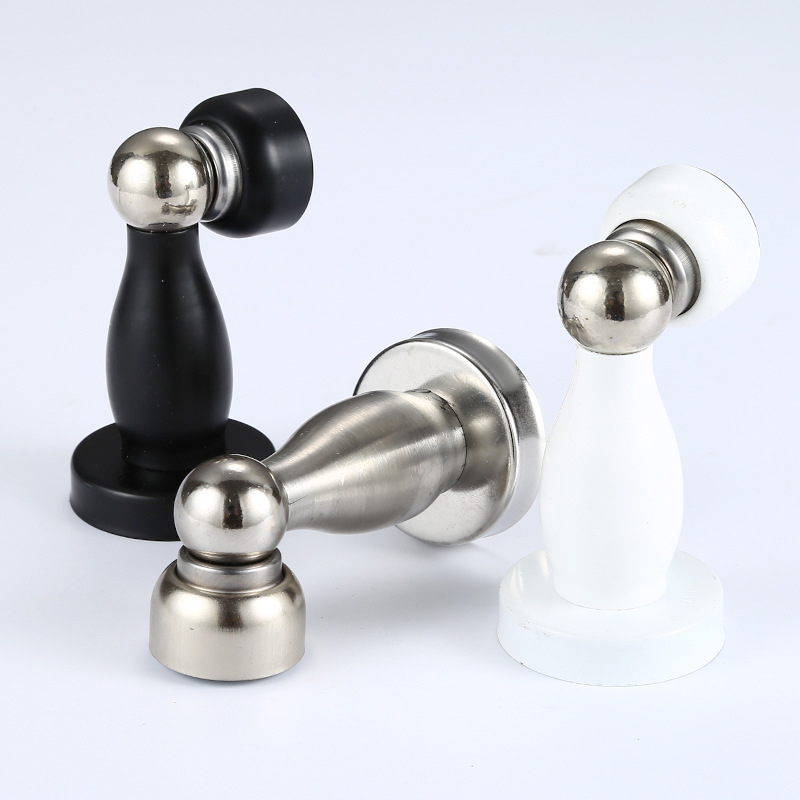 Stopper de ușă din oțel inoxidabil, cu magnet, funcționare silențioasă, montaj pe perete, pentru uși din lemn, dormitor și baie, stil modern minimalist