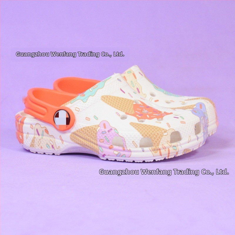 Detské topánky Little Shadow Kajia Butterfly Ice Cream - letné klasické sandále s uzavretou špičkou, štýl Crocs, outdoorový unisex zvršok z EVA