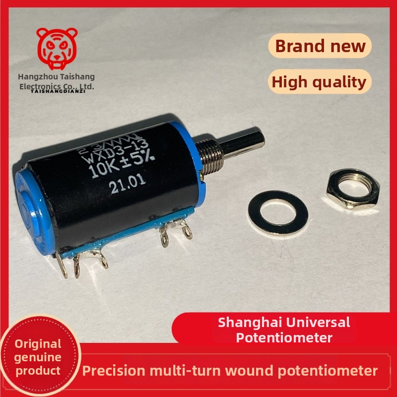 Potenciometer s drôtovým vinutím WXD3-13 10 kΩ, 20 mm, 10-otáčkový, presný