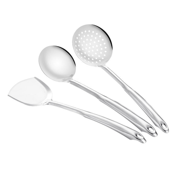 Set de ustensile de bucătărie din oțel inoxidabil: spatulă, lingură de supă, lingură cu găuri, lingură de strecurare, lingură pentru terci