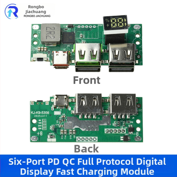 Šesťrozhranný modul rýchleho nabíjania PD QC s plným protokolom a digitálnym displejom, IP5356, 3,7V batériová powerbanka, sada pre domácich majstrov