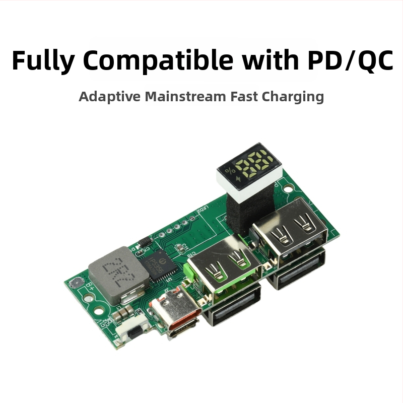 Šesťrozhranný modul rýchleho nabíjania PD QC s plným protokolom a digitálnym displejom, IP5356, 3,7V batériová powerbanka, sada pre domácich majstrov