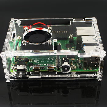 Carcasă Raspberry Pi 4B din acrilic transparent cu ventilator