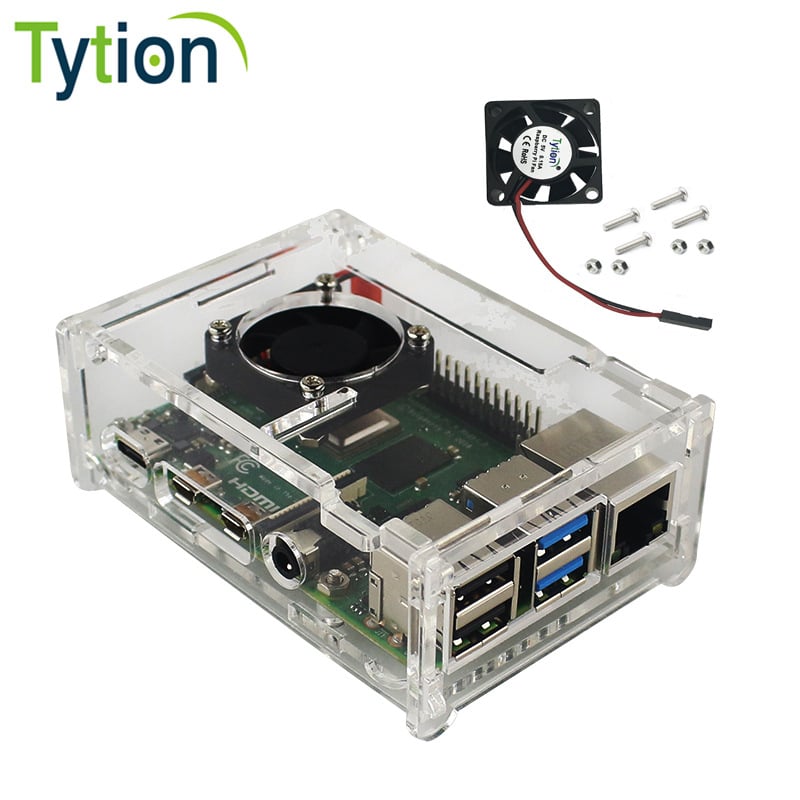Carcasă Raspberry Pi 4B din acrilic transparent cu ventilator
