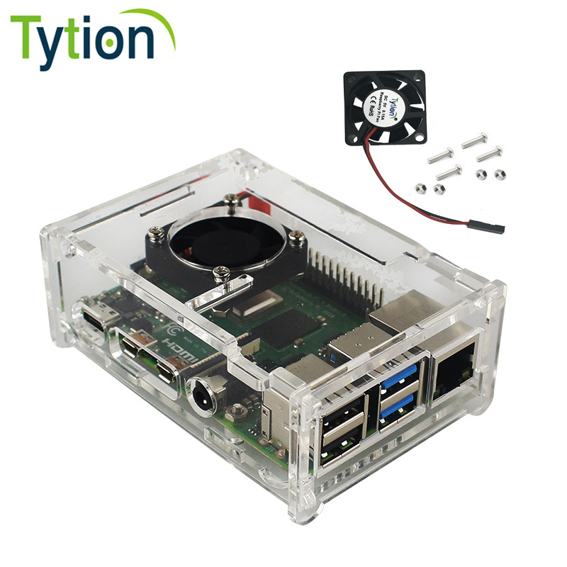 Carcasă Raspberry Pi 4B din acrilic transparent cu ventilator