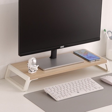 Suport pentru monitor de birou cu bază ridicată și raft de depozitare