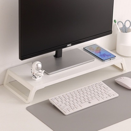 Suport pentru monitor de birou cu bază ridicată și raft de depozitare