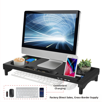 Podstavec na monitor KM01 ABS s úložným priestorom, nabíjanie cez USB, stojan na notebook, 52,5 × 23 × 7,5 cm